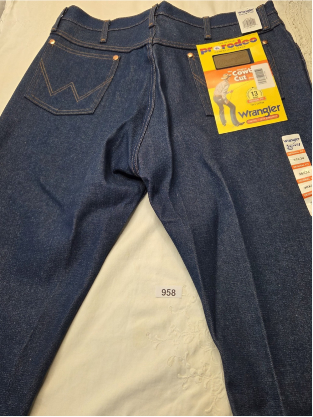 Wrangler 13MWZ Cowboy Cut Original Fit Jeans Men 36x34 Dark Wash Western NWT 958